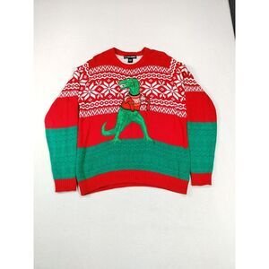 99 Jane Street Ugly Christmas Sweater Unisex Medium Red White Green‎ Dinosaur